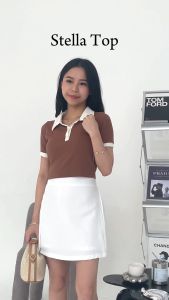 Bloobel - Stella Crop Top (BPD038) Crop Top Knit Lengan Pendek / Crop Top Wanita Rajut / Atasan Wanita Rajut Crop