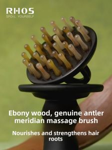 RHOS | Black Ebony Natural Horn Comb Scalp Massage Hair Loss Prevention