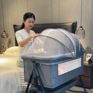 5IN1 Height Adjustable Portable Baby Crib foldable baby Cot Newborn Multifunctional Cradle Baby Bed with Mosquito net