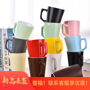 New Macaron Colored Small Luxury Ceramic Coffee Cup 390ML Funnel Mugs Breakfast Latte Couple Cups European Style Adult Use