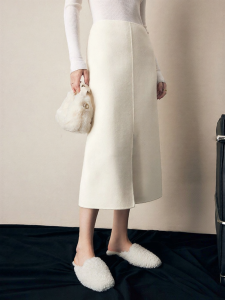 FAMANXUAN | Elegant Double Face Wool Skirt
