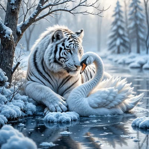 HUACAN Diamond Art Painting Tiger Winter Animal Handicrafts Diamond Mosaic Full Square Round Drill Snow Forest Tree Home Decor