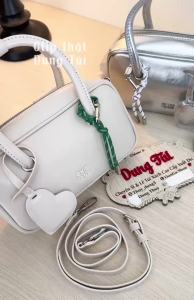 Túi nữ quai cầm + đeo chéo size 22 dáng chữ nhật chất da mềm kèm phụ kiện tim full màu.0 BI