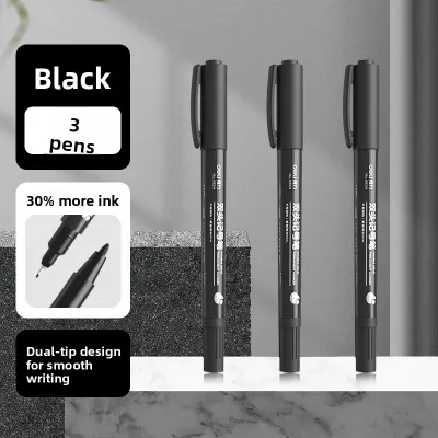 De Li | Black Oil-based Marker Pen Water-resistant Oil-resistant Non-fading Outline Pen for Art and School Drawing Quick-drying Non-fading Construction Line Marking