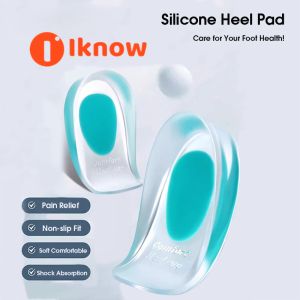 I know 1Pair Women Men Silicone Gel Insoles Heel Spurs Pain Relief Treatment Inserts Heel Cups