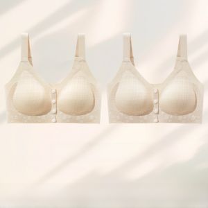 miiow | Wireless Vest Style Bra For Plus Size Women Anti Sagging Side Breast Reduction Comfortable Nylon Fabric V Shape Neckline