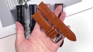12/13/14/15/16/17/18/19/20/21/22/24mm Genuine Calfskin Leather Watchband Universal Slub Pattern Strap Replacement Men Women Belt