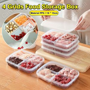 4 Grids Refrigerator Organizer for Food Storage Meat Vegetables Seasoning Tray Kitchen Container Food Storage