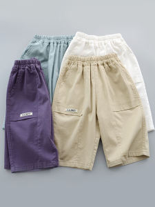 Childrens Summer Thin Cotton Casual Shorts Boys Girls Loose Fit Elastic Waist Straight Leg Pants Simple Pure Cotton Trousers