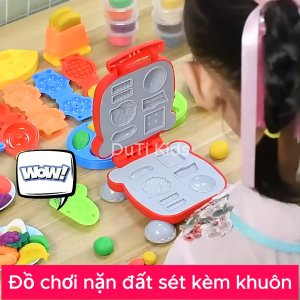Đồ chơi nặn đất sét kèm khuôn làm bánh làm mì làm kem đất nặn tạo hình an toàn không dính tay