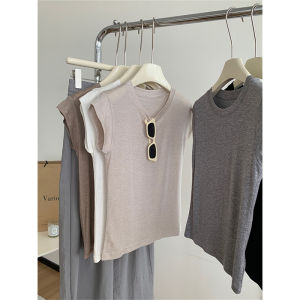 Lyocell Tencel Wool Flying Sleeves T-shirt Womens Summer Thin Short Sleeve Slim Looking Easiest for Match Shoulder Short Sleeveless Tops