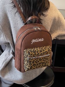 Mini Retro Fashion Backpack Travel Leopard Print Double Shoulder Bag 2025 New Style Versatile Youth Travel Backpack