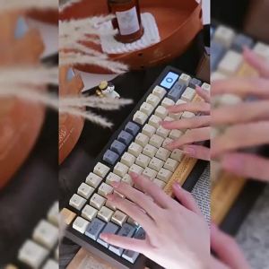 Beige Sand Cat Keycaps Cherry Profile Dye-Sublimate PBT Keycap Sets For Cherry MX Mechanical Keyboard