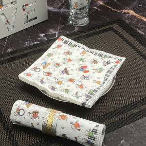 Mynas Original 2 Layer 20 Sheets Printed Napkins Cartoon Cute Children Joyful Music Restaurant Home Use Square Towels
