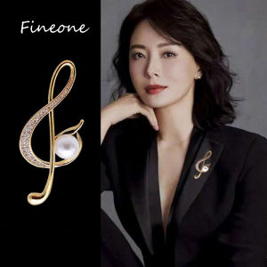 Elegant Sparking Rhinestone Musical Note Brooches For Women Men Clothes Suit Accessories Jewelry Pearl Brooch Pins