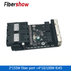 Single Mode Fiber Port PCB 10/100M Ethernet Fiber Switch 4 RJ45 2 SC Optical Media Converter
