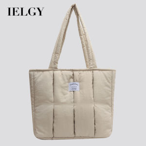 IELGY Filled Cotton Soft Waxy Tote Bag Female College Students Class One Shoulder Work Commuter Portable Nylon Cloth Bag