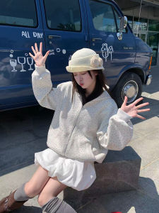 Sinbounboun Chic Floral Print Hooded Zipper Cardigan Womens Loose Fit Sweatshirt Outerwear Early Autumn Style