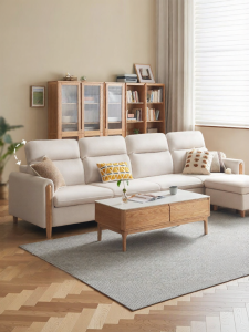 YUANSHI YUANSU | Solid Wood Corner Sofa for Small Spaces Oak Chinese Modern Style