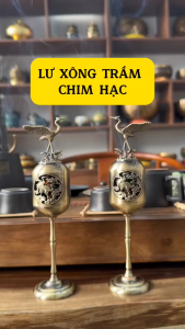 LƯ XÔNG ĐỐT TRẦM HƯƠNG CHIM HẠC - TÙNG HẠC DIÊN NIÊN NHỎ XINH CAO 19cm