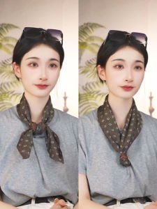 Autumn Winter Double Sided Colorful Xiangyun Silk Scarf Versatile Fashionable Floral Luo Neck Warmer for Mom Warm Neck Scarf