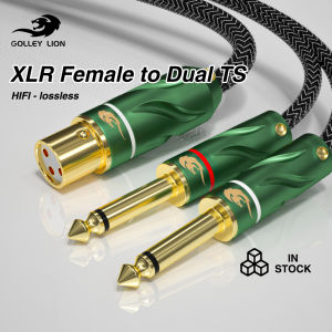 GOLLEY LION XLR 3Pin Female to Dual 6.35mm Mono male 1/4 inch Audio Y Splitter Cable