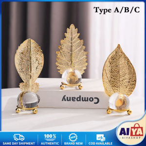 ★Same Day Shipping★ Creative Faux Crystal Ball Leaf Design Model Metal Home Display Mold Ornament ZJJ-Leaf-Crystal-Ornament
