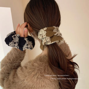 ยางรัดผมถักนิตติ้งขนแกะสำหรับผู้หญิงในฤดูใบไม้ร่วงและฤดูหนาว ยางรัดผมยืดหยุ่นสูง ทนทาน สวยงาม ยางรัดผมสำหรับผู้หญิง