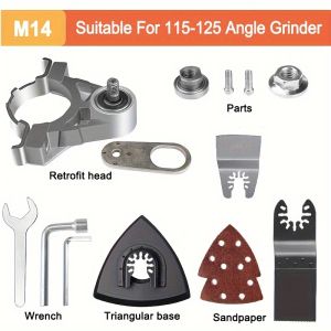 1 Set Multifunction Angle Grinder Converter Oscillating Tool Adapter 5/8"M14/M10 Oscillating Saw Blades for All Angle Grinder