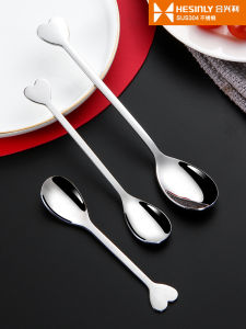 ช้อนสแตนเลสรูปหัวใจ 304 สําหรับใช้ในบ้านให้อาหารเด็กช้อนขนมหวานด้ามยาวเหมาะสําหรับใช้ในเชิงพาณิชย์