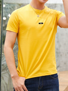 Áo Thun Nam Tay Ngắn Chất Liệu Cotton Combed Dệt Kim Màu Trơn Mùa Hè Phong Cách Trẻ Trung Cổ Tròn Thường Ngày