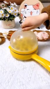 XPJL (พร้อมส่งด่วน) กระทะไฟฟ้า ไข่ตุ๋น ทอดไข่ นึงไข่ ย่างเนือ แบบจิ๋ว เคลือบเทปลอน มีชั้นนึ่ง เหมะสำหรับหอพักและนักศึกษา กระทะอเนกประสงค์ พร้อมช่องต้มไข่หลายช่อง LK