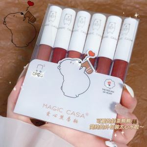 lipstik magic casa bear isi 6 warna lengkap matte waterproof tahan lama