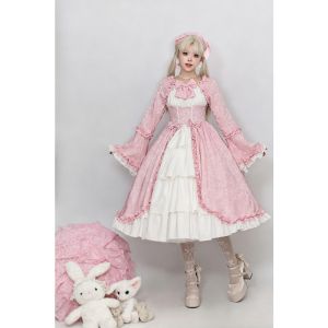 Women Vintage Gothic Lolita Dress Square Collar Corset Bowknot Medieval Rococo Steampunk Retro Princess Party Gown Costume