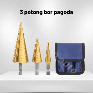 6Pcs Mata Bor Pagoda Spiral Besi Kuningan Kayu Plastik Step Drill Tingkat Payung Cone HSS Step Drill Bit Saw Drill Bit Set