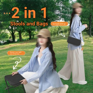 Easy-Store Versatile Folding Stool & Chair Combo - Lightweight Portable Design for Camping Hiking BBQs - Durable Oxford Clot