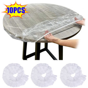 ผ้าคลุมป้องกันโต๊ะรับประทานอาหารกันน้ำแบบใช้แล้วทิ้งผ้าปูโต๊ะทรงกลมหนายืดหยุ่น10ชิ้น/แพ็ค