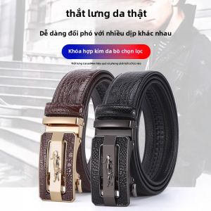 Thắt Lưng Da Thật Nam 2025 Thắt Lưng Da Bò Cao Cấp Có Khóa Tự Động Thắt Lưng Đa Năng Cho Doanh Nhân Không Có Lớp Giữa