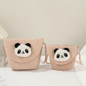 Mini Panda Straw Woven Bag Womens Summer Beach Crossbody Phone Bag Cute JIFANPAUL Brand Korean Style Single Shoulder Handbag