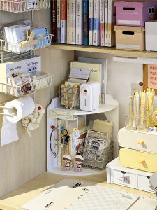 Desktop Triangle Sector Storage Rack Simple Style Dormitory Bookshelf Corner Organizer Ideal for Office Home Decor