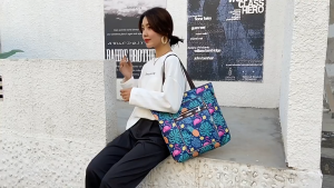 Tas lipat Tote Bag Canvas Resleting Tas Kuliah Canvas Tas bahu cewek Shoulder bag Goodie bag