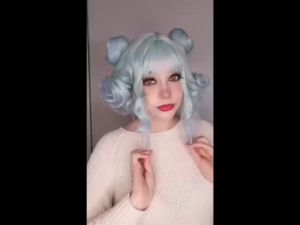 Ombre Xanh Bạc Hà Tổng Hợp Tóc Giả Với Nổ Lượn Sóng Xoăn Ngắn Cosplay Tóc Cho Nữ Đảng Giáng Sinh Halloween