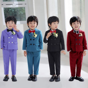 2PCS Suit Set For Kid 2025 Stylish Birthday Wedding Children Performance Dress Formal Boy Blazer