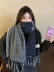 Khăn Choàng Len Dày Dặn Kiểu Hàn Quốc Cho Cặp Đôi Mùa Đông Cho Nữ Họa Tiết Kẻ Caro Trang Trí Phụ Kiện Thời Trang