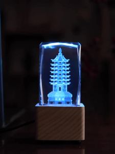 Crystal Seven-Layer Nine-Story Wenchang Pagoda Decoration Office Desk Surface Panel Decoration Childrens Room Desk Student College Entrance Examination Gift