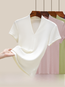 เสื้อยืดคอกลมแขนสั้นผ้าฝ้ายแท้ทรงสลิมฟิตสำหรับผู้หญิงในช่วงฤดูร้อน เสื้อเชิ้ตสไตล์เกาหลีสวมใส่สบาย