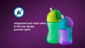 Philips Avent DINO Bendy Straw Cup Drinking Water Bottle Anti Leak Sippy Training Cup 7oz 10oz Botol Air Bekas Air Straw Dinosaur Anti Tumpah
