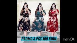 Big Promo 3 Pcs 100 Ribu Dress Plisket Bunga Bangkok Sakura Terbaru Dress Korean Style Terlaris