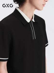 GXG | Slim Fit Contrast Color Ribbed Print POLO Shirt