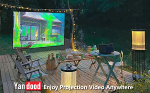 Yandood Portable Projector Screen 100inch 120inch Foldable Silver Black Backing Projection Screen with 4 Sides Pole Support